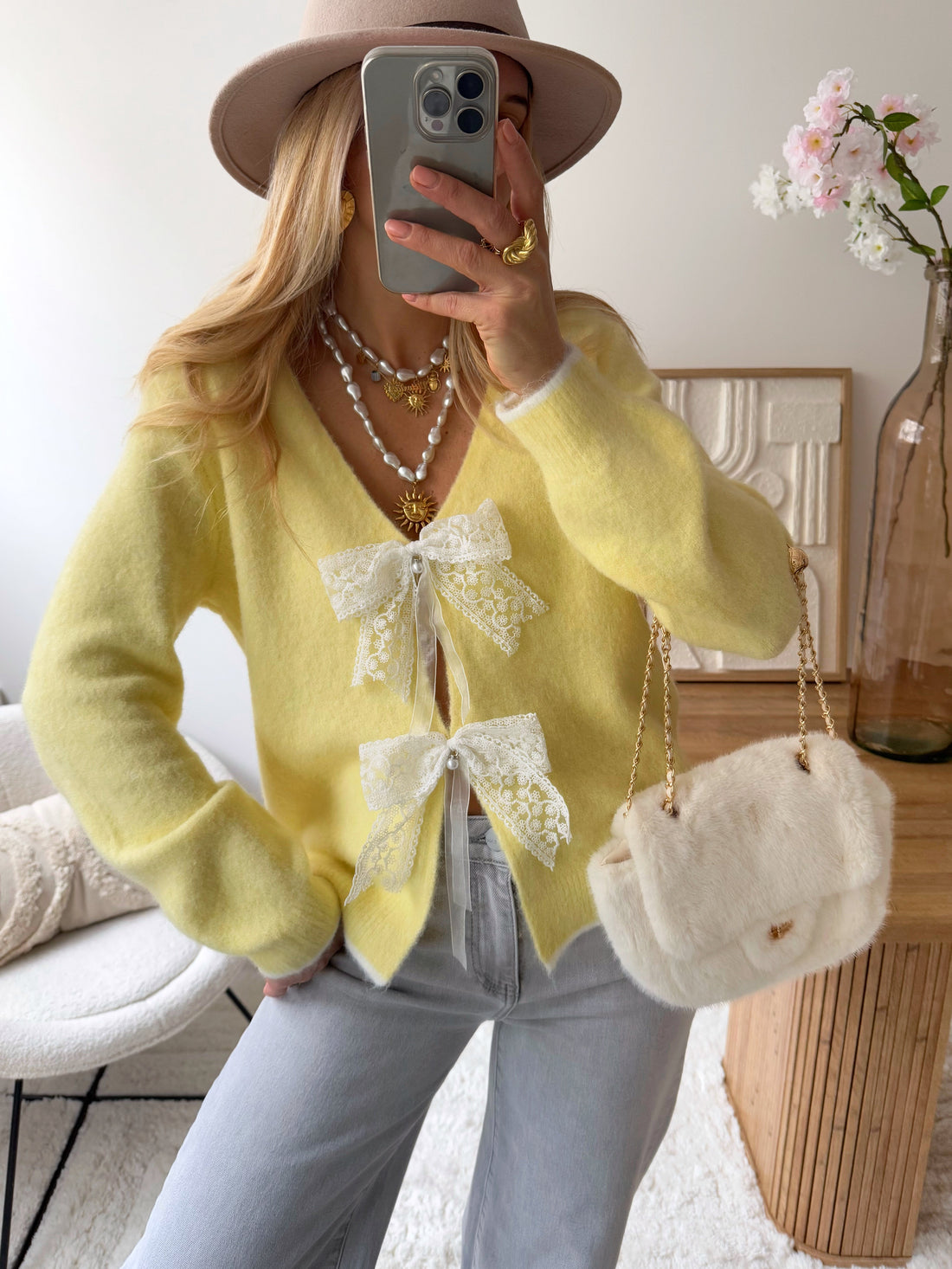 Maille noeuds NEVE - jaune pastel