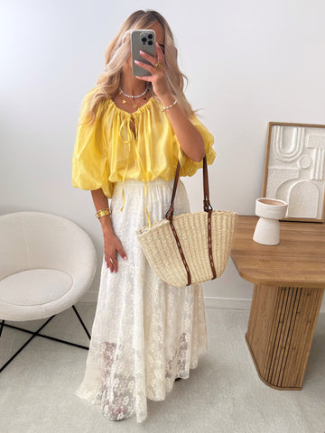 Blouse à encolure ajustable ROMÈNE - jaune