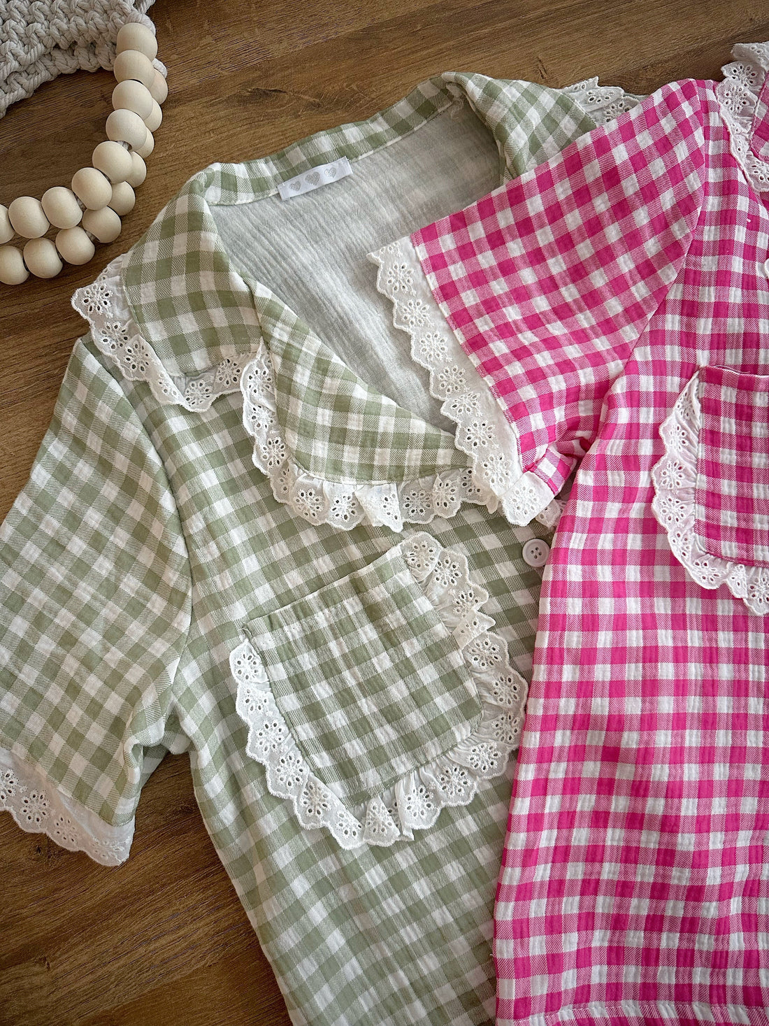 Ensemble à imprimé Vichy MANDA - fuchsia
