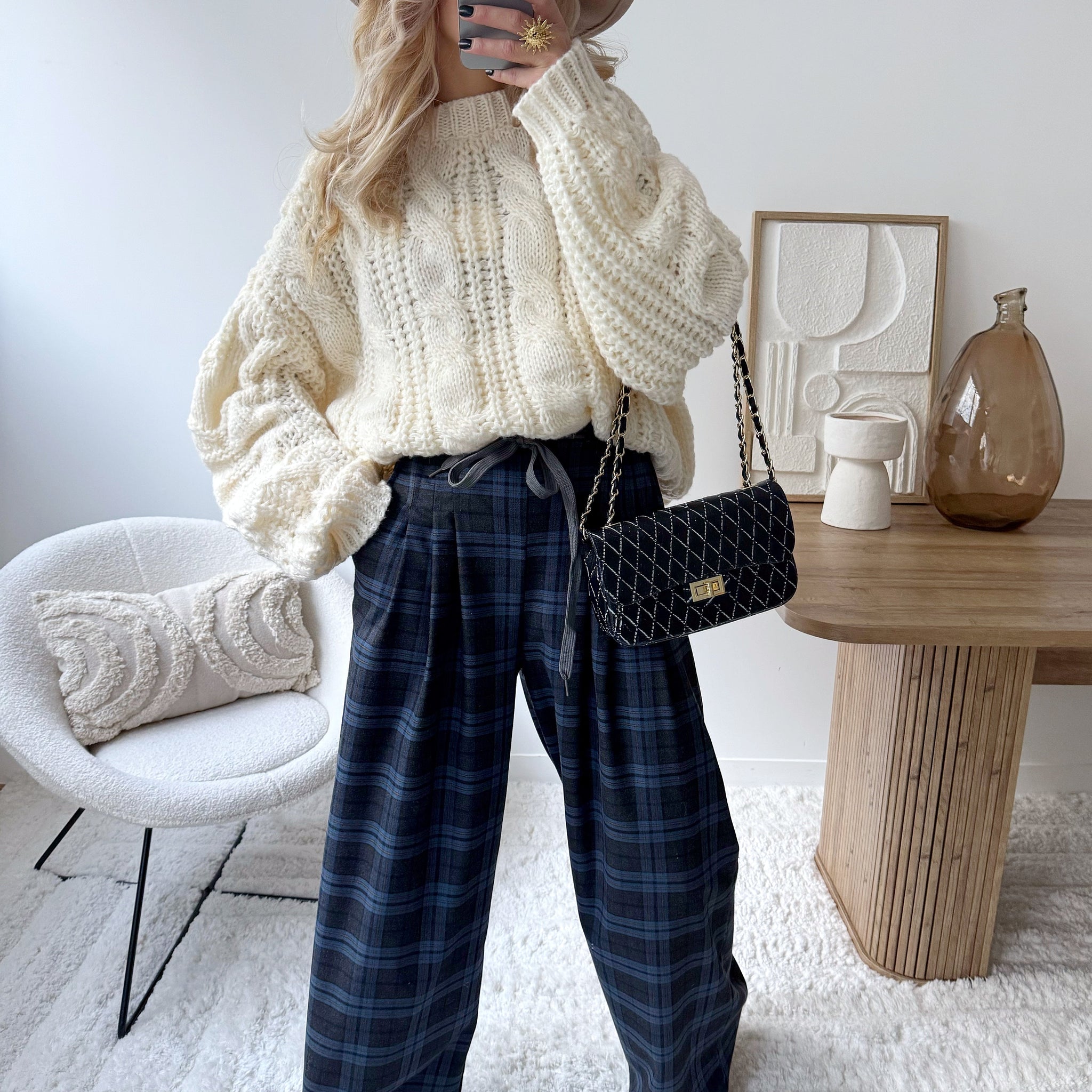 Pantalon à carreaux bleu CAMBRIDGE