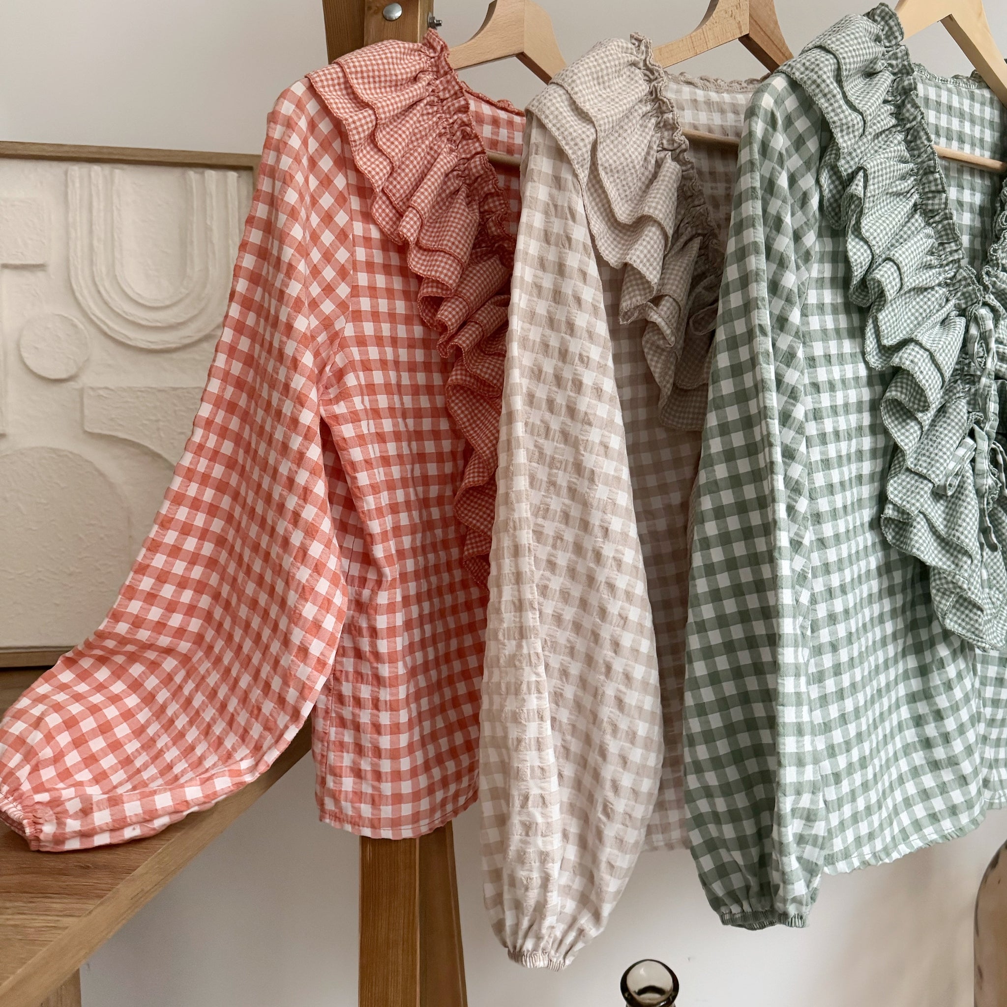 Blouse  imprimé vichy vert MADELYNE